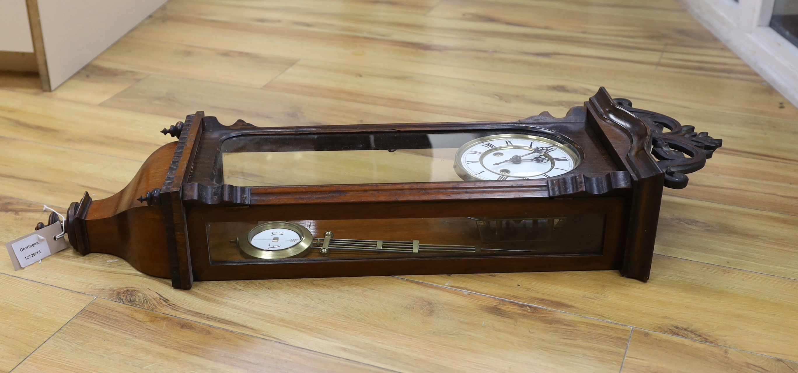 A late 19th century rosewood cased Vienna regulator, 81cm